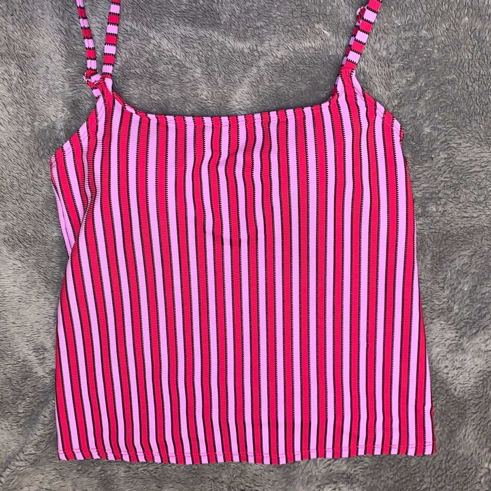 Anne Cole Striped Tankini Swim Top S